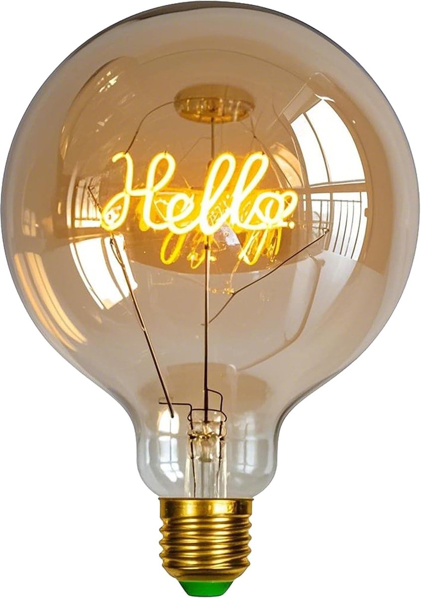 Lamp Vintage Led Filament Lamp Alfabet Gloeilamp G125 HELLO Tafellamp Gloeilamp 4W Dimbaar 220V E27 2000K Super Warm Wit