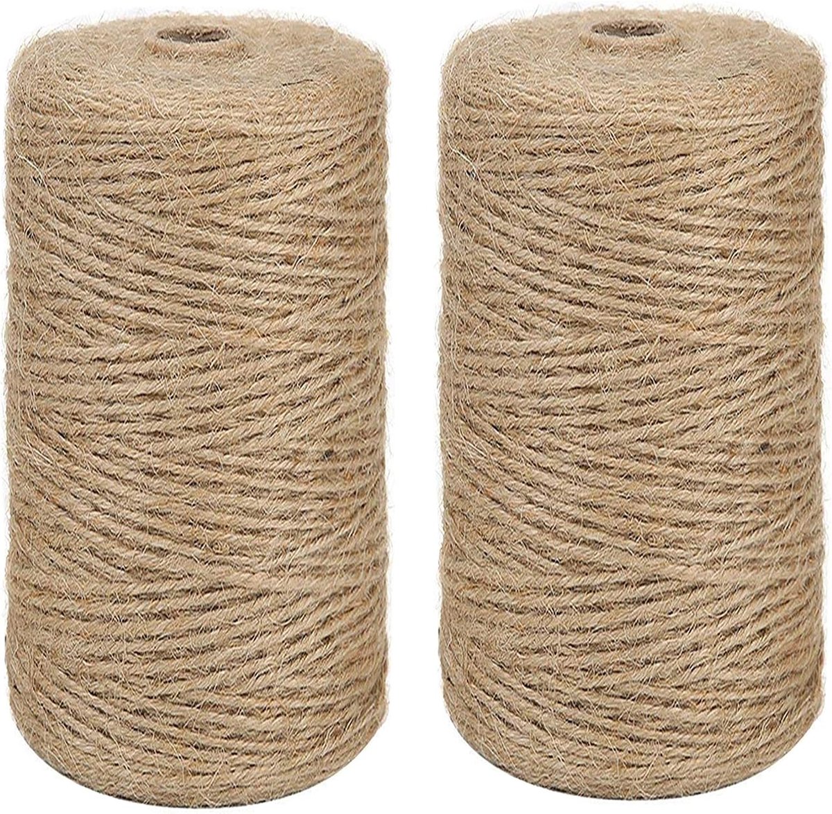 koord, 2 rollen, 100 meter, natuurlijk henneptouw, vintage, voor knutselwerk, kunst, knutselen en decoratie, materialen voor tuinieren (2 x 100 meter, bruin)