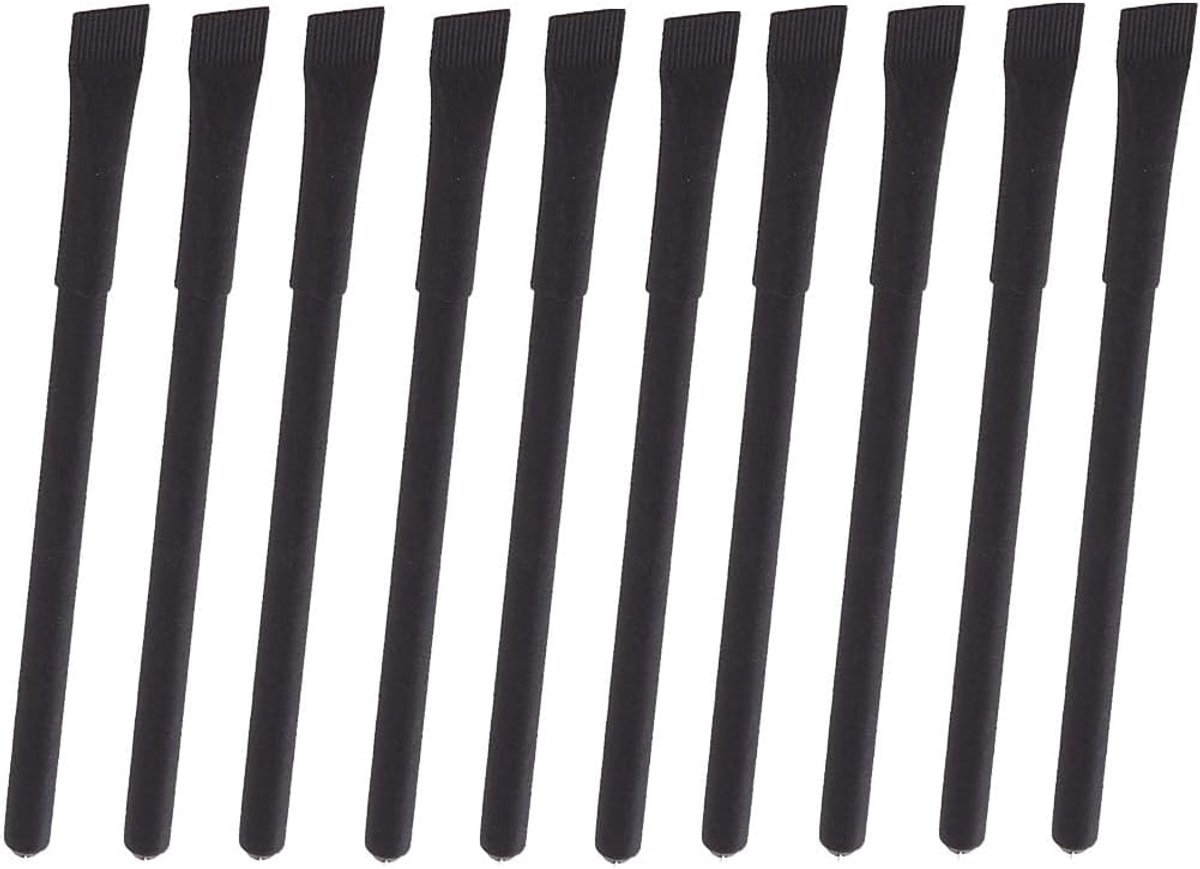 Papier Balpen 10-delig set zwart – duurzame balpen van gerecycled papier met blauwe vulling, minder plastic voor kantoor, conferentie, evenement, horeca, Fabian