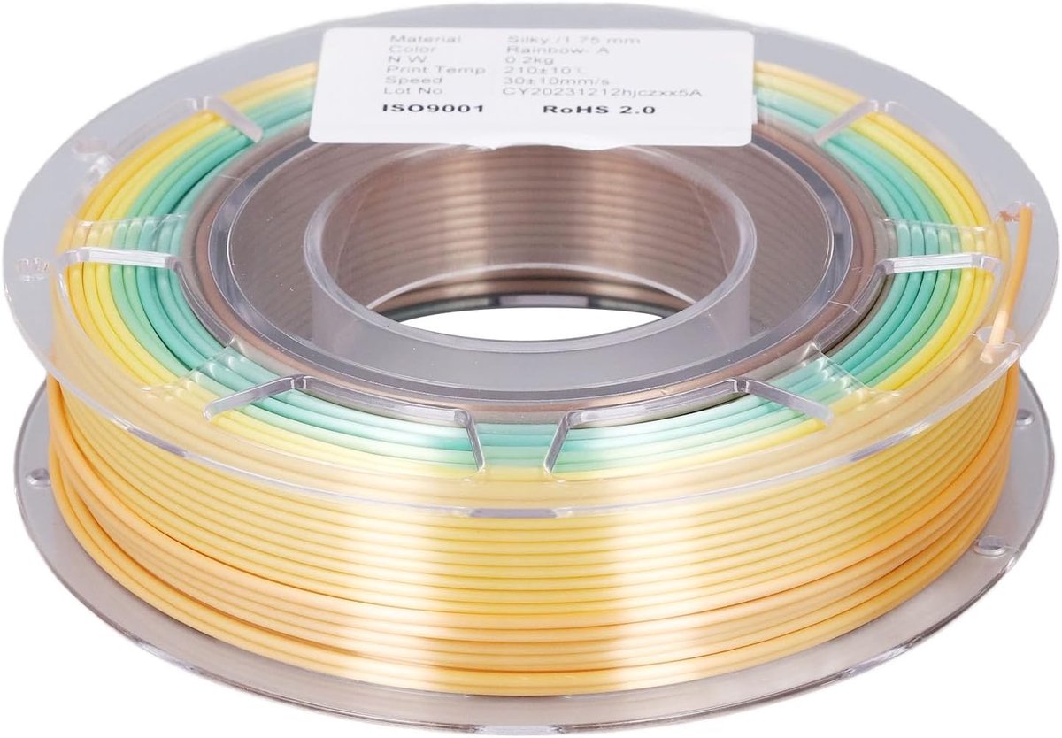 Dailygoods- PLA-Filament 1,75 mm - Kleurveranderend - 3D Printer Filament - Regenboog - 1 Kg - Levendige afwerking