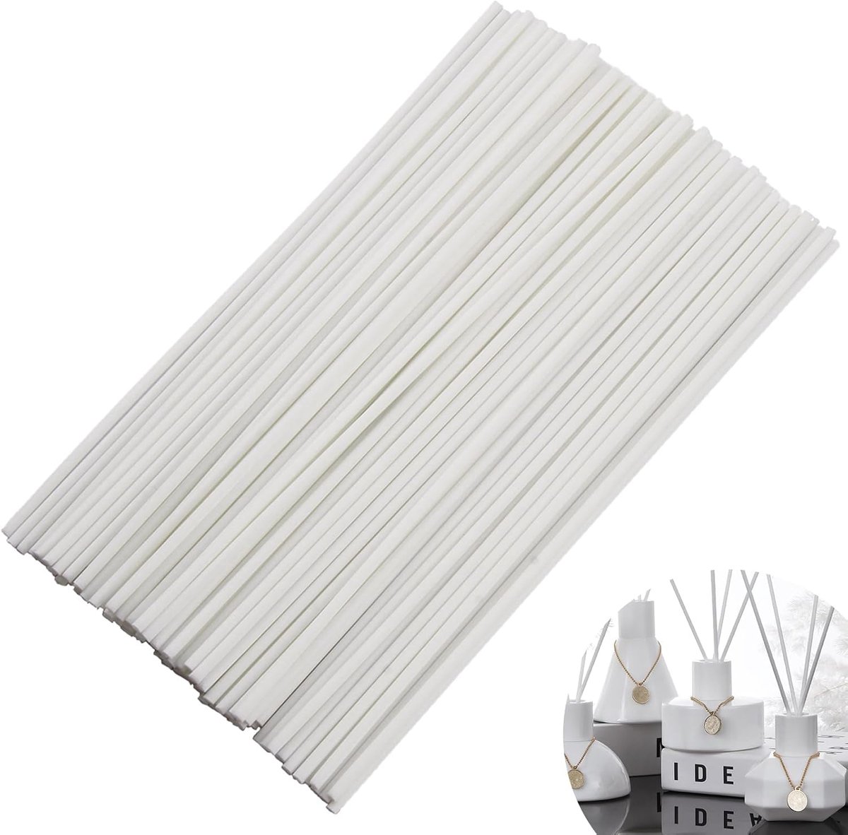 Dailygoods- Diffuserstokken 100 stuks - Aromadiffuserstokken - Vezelstaafjes - Milieuvriendelijk - 20 cm x 3 mm - Duurzame geurvrijkoming - Geurstokje