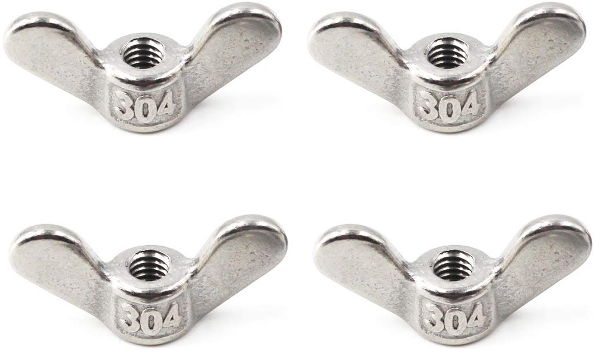 304 RVS Vleugelmoer Set Vlinder Moer Hand Draai Bevestigingen Hardware M10