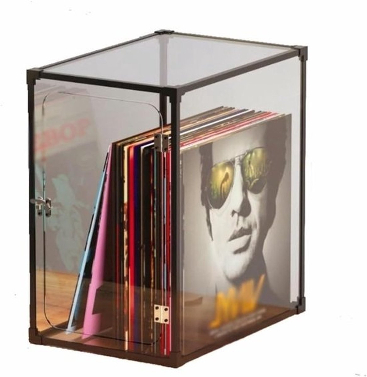 Opbergdoos Vinylplaten - LP Houder - Muziek Collectie Organiseren - Frame van Aluminiumlegering - 35x25x40 CM - Helder