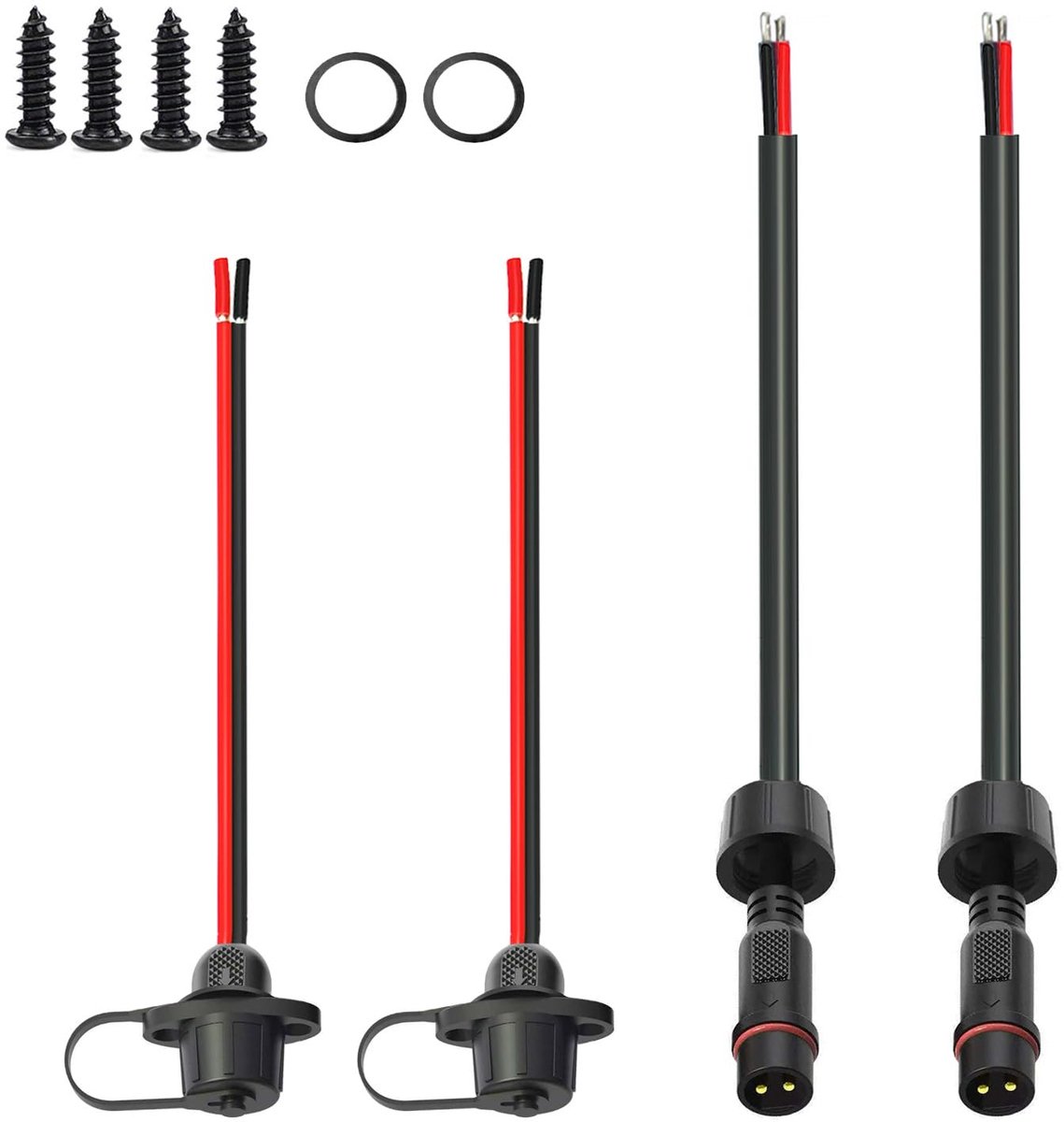 2-polige waterdichte stekkerkabelconnector, 16 AWG, auto elektrische kabelconnector met oorplaat, installatietype, verbindingsstekker voor auto, boot, ledstripverlichting (2 paar)