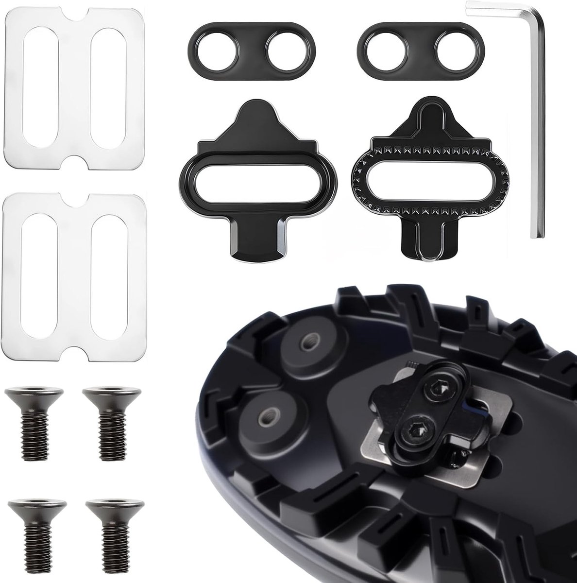 Fiets Caps met Antislip Platen, 2 Gaten, Automatische Pedalen Set voor MTB Schoenen en Indoor Fietsen, Geschikt voor SPD Systemen