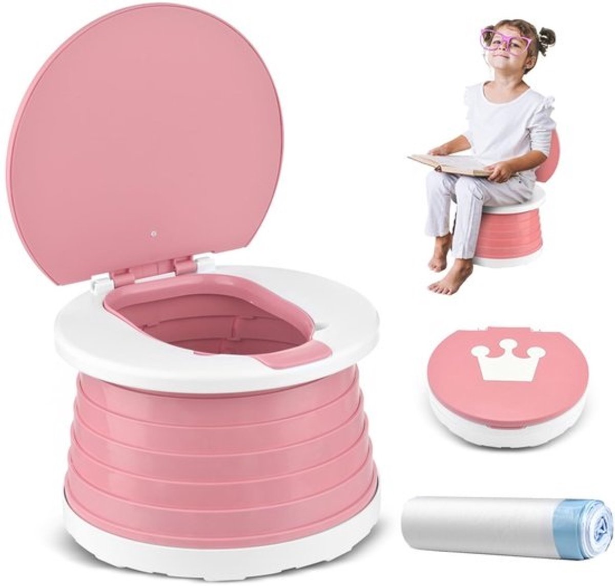 Dailygoods - Travel Potty 2-in-1 Portable Toddler Carrying Pot - Vouwbare Toiletstoel voor Kinderen