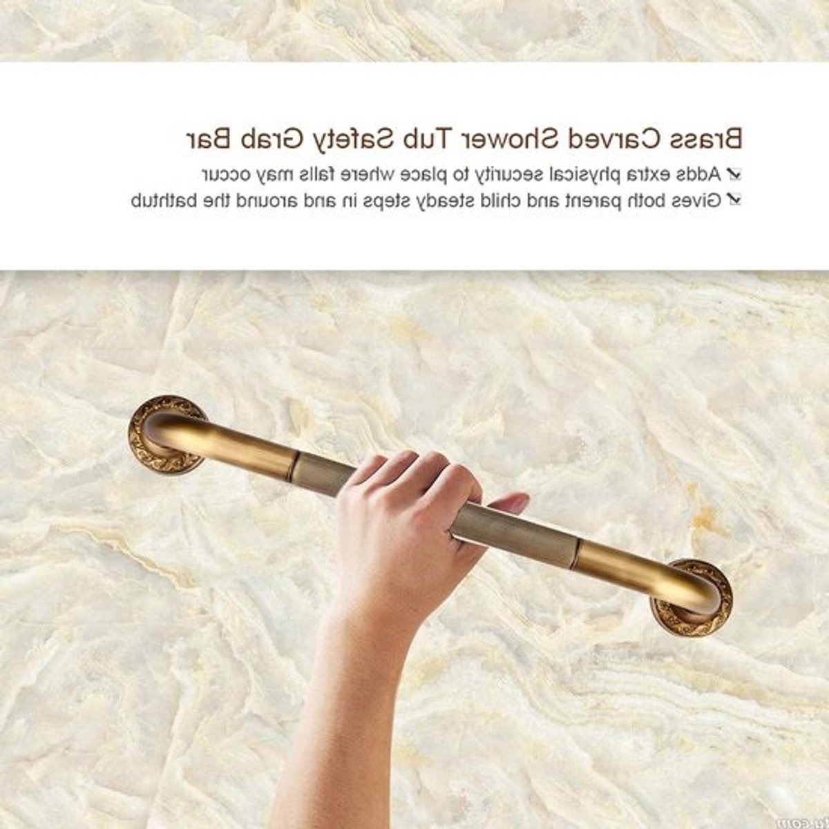 Antieke Stijl Messing Gesneden Douche Bad Veiligheid Grab Bar - Wandmontage - Badkamer Accessoires - Geborsteld Bhtub - Handvat - Leuning Handrail Grijp