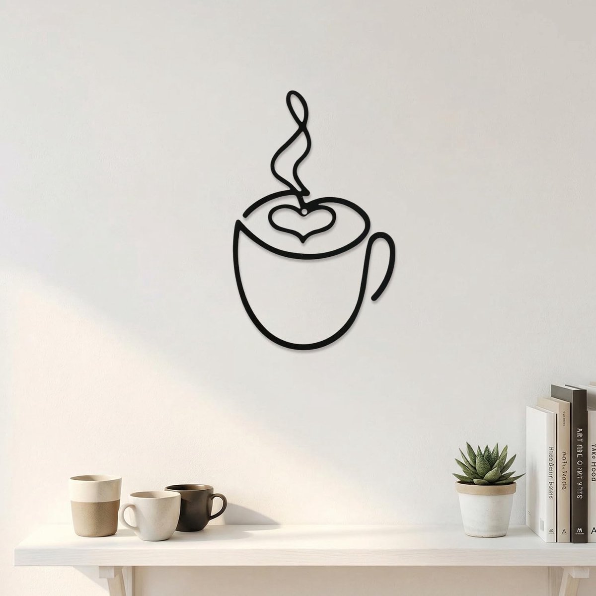 Metalen Wanddecoratie - Koffiebord 20cm x 13cm - Minimalistische Muurdecoratie voor Keuken, Eetkamer en Koffiebar
