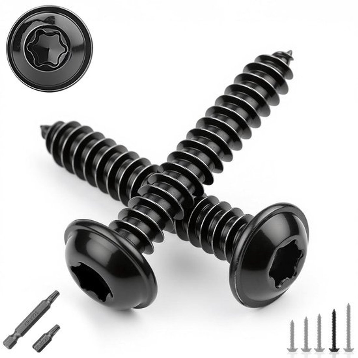 RVS Houtschroeven Platte Kop Torx M5x25mm - 70 Stuks Zwart - Schroeven voor Buiten & Binnen