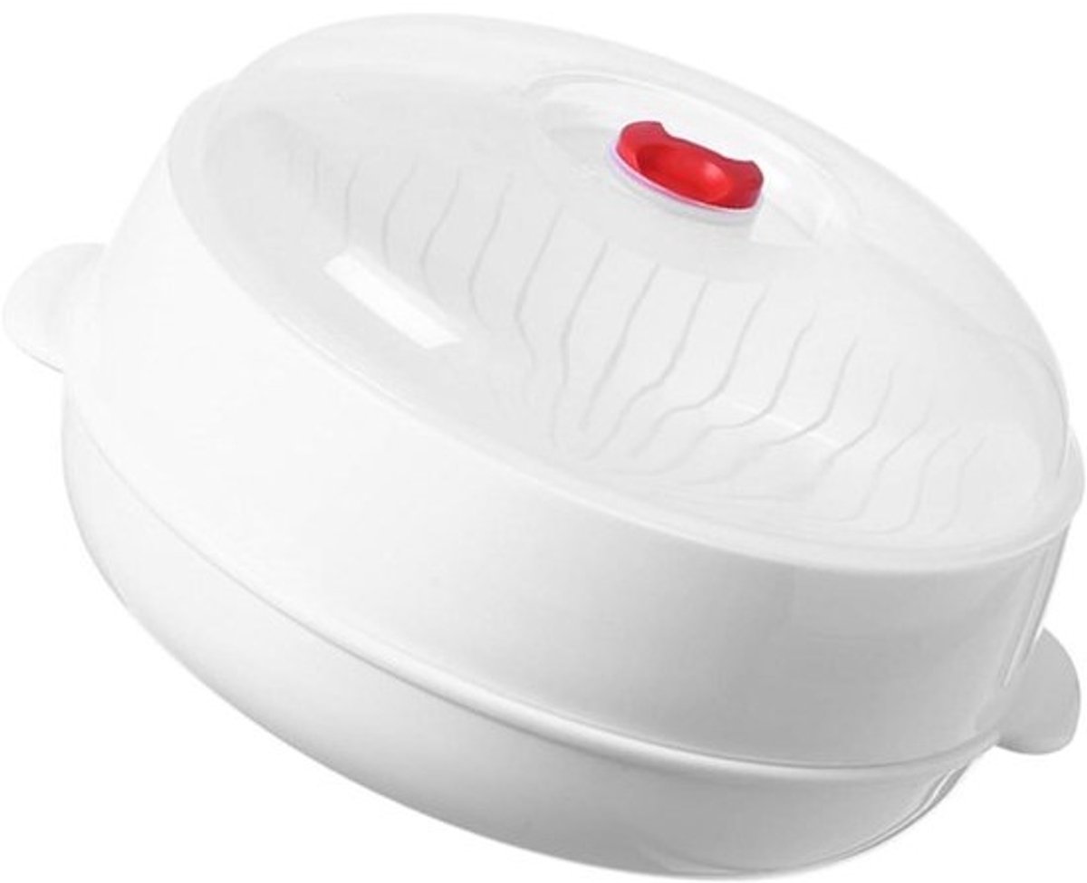 Magnetron Stoomboot - Stomer Groente - Gezond Koken - Met Deksel - 25 x 25 x 14 cm - Wit