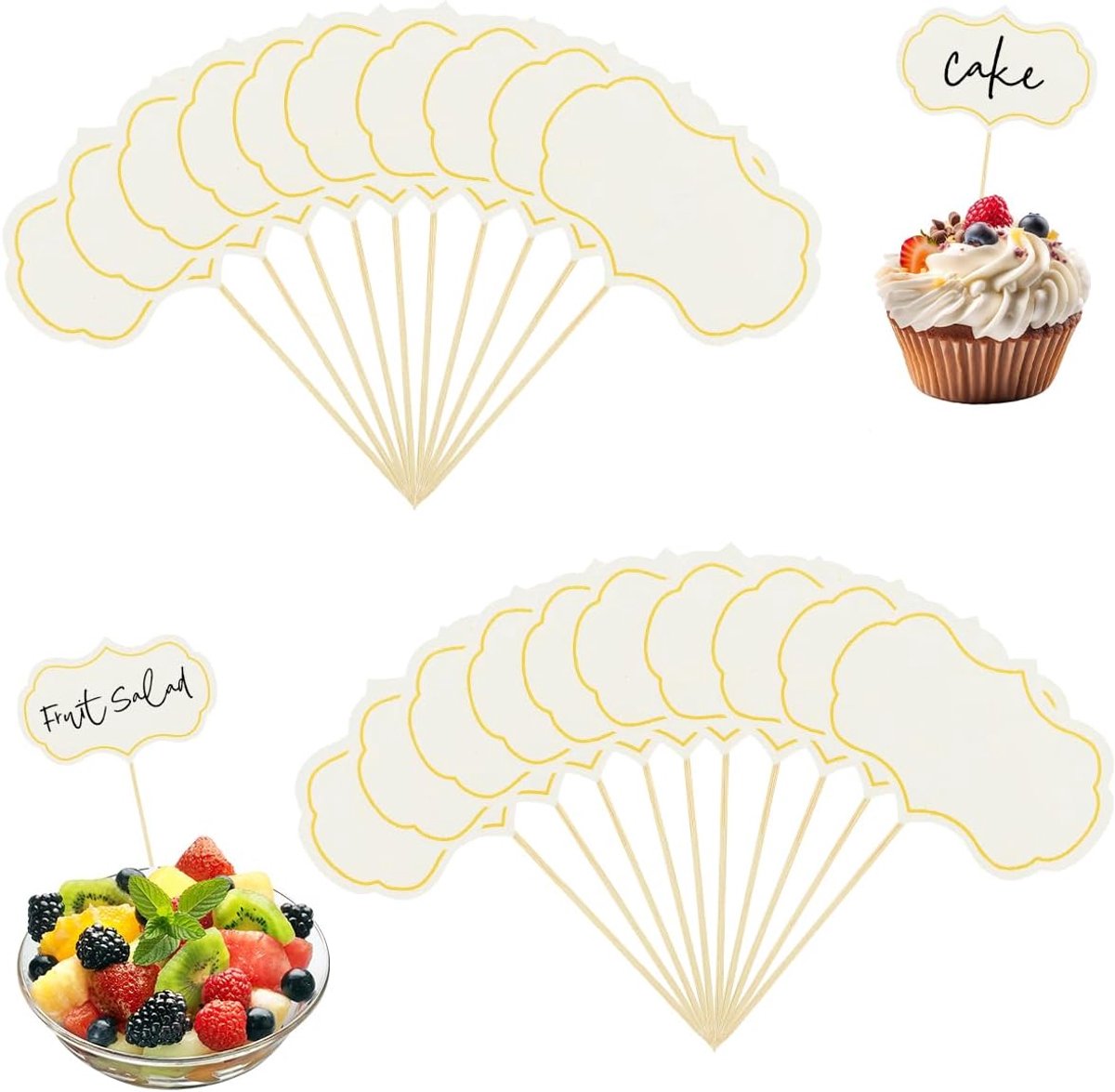 50 Stuks Cupcake Vlaggetjes en Kaasmarkeerders, Kaasmarkers, Buffetbordjes