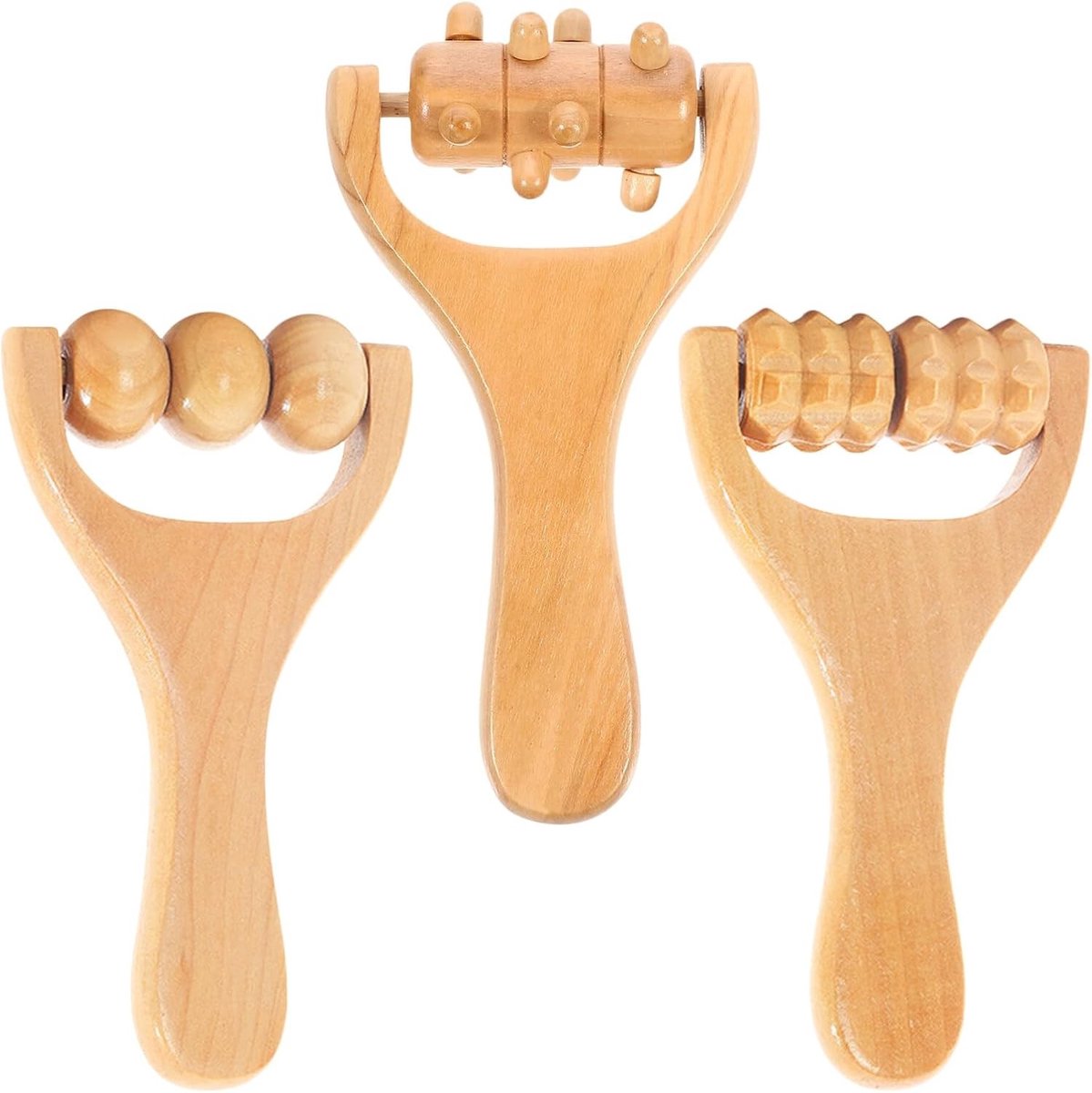 Massage Roller Set van 3, Houten Handmassage Rollers voor Spierontspanning en Pijnverlichting