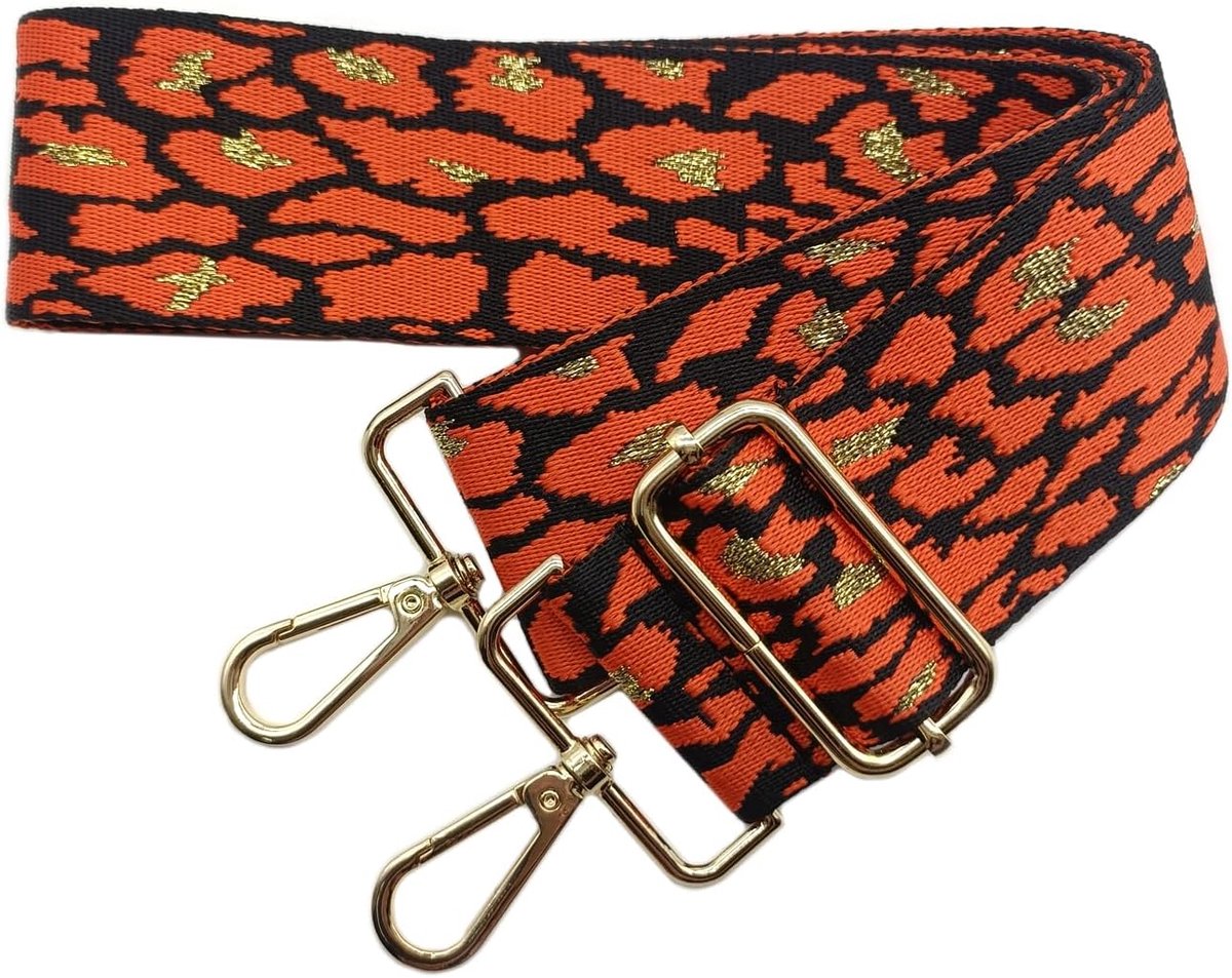 5 cm schouderriem, breed, verwisselbaar, schouderriem voor tas, riem, handtas, verstelbaar, schouderriem met goudkleurige gesp, voor dames, doe-het-zelf, schouderriem, accessoires (oranje) 04
