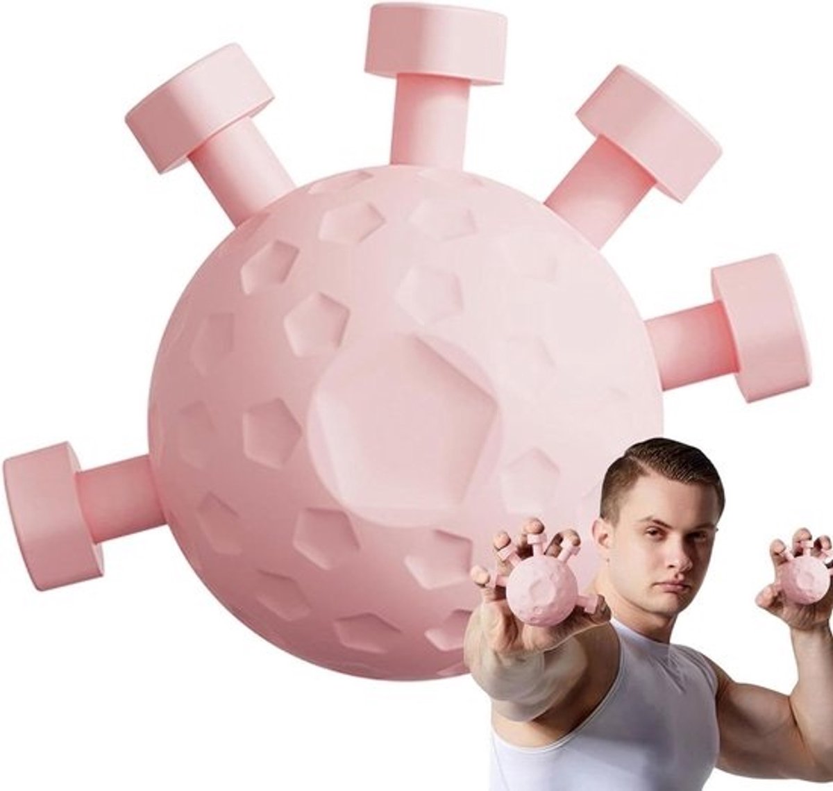 Vinger Grip Versterker - Hand Krachtbal - Hand Training - Huidvriendelijk Materiaal - 10x10x13cm - Roze