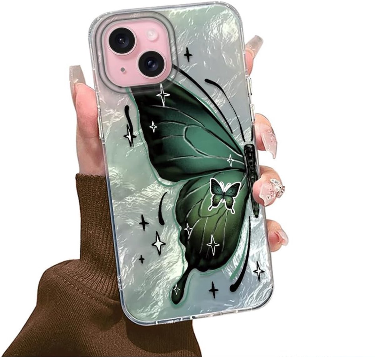 Hoes voor iPhone 13/iPhone 14 met esthetisch vlinderpatroon