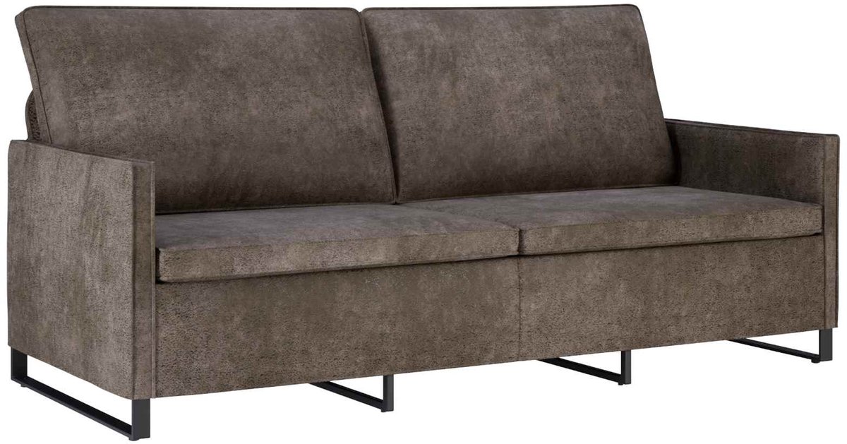 vidaXL 3-zits - sofa - Donkergrijs - 190 - x - 81 - x - 82 - cm - Kunstsuède - stof