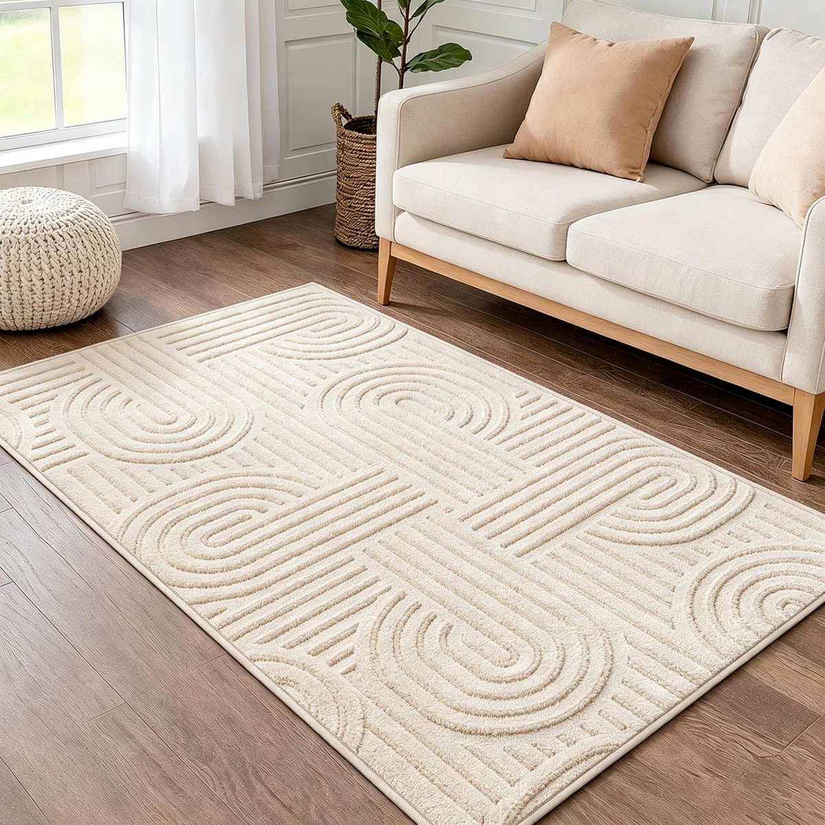 Wasbare vloerkleden voor de woonkamer, 80 x 150 cm, antislip, pluizig, gestroomlijnd tapijt, hoogpolig, modern design, hoogpolig, nachtkastje, vloerkleed voor slaapkamer, eetkamer