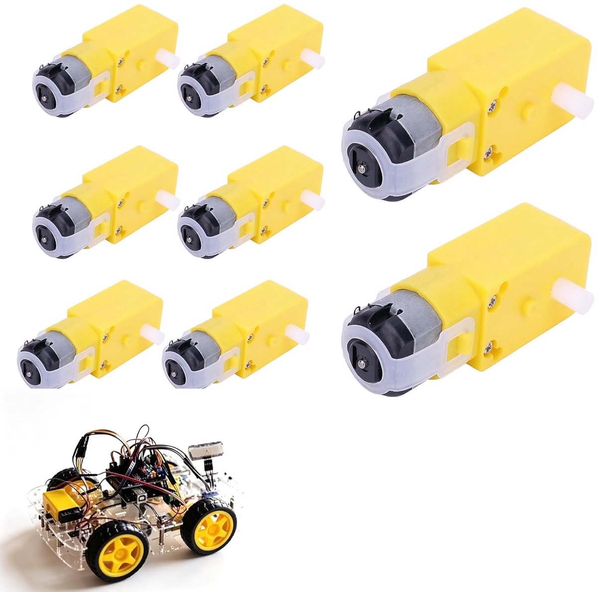 8 stuks TT DC-motor met versnellingsbak met enkele as, 3-6 V, hoog koppel motor 800 k.cm voor Arduino, intelligente autorobot, doe-het-zelfprojecten, elektrisch speelgoed