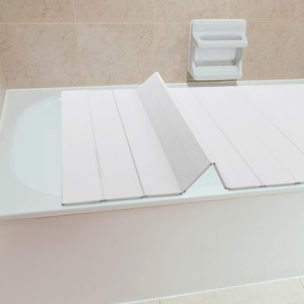 Badkuipafdekking, 170 cm x 70 cm x 0,65 cm, opvouwbare badkuip-isolatieafdekking, waterdicht, isolatiebruggen, stofdicht, voor thuis, badkamer, SPA, wit