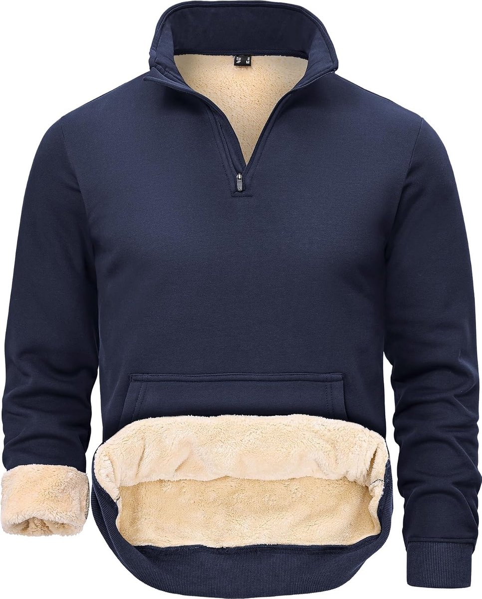 Sweatshirt 1/4 Rits Hoge Kraag Lange Mouwen Pullover met Zak