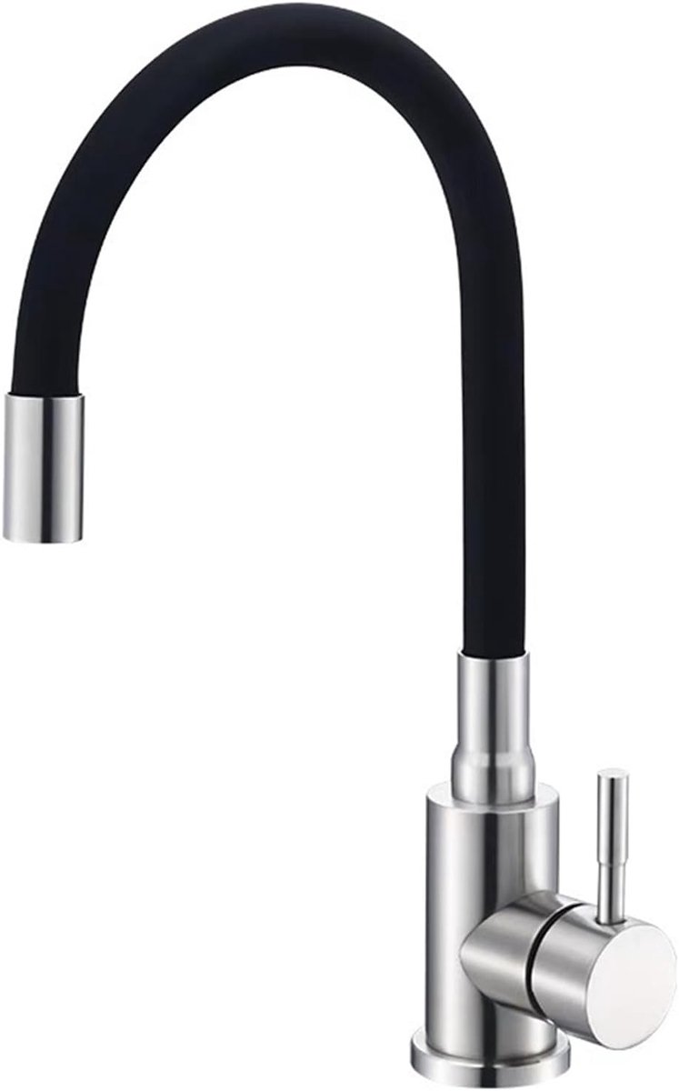Keukenkraan keuken, keukenkraan roestvrij staal, 1 gat keukenkranen, wastafelarmatuur keuken, 360° draaibare armaturen, keukenkraan zwart, eengreepsmengkraan