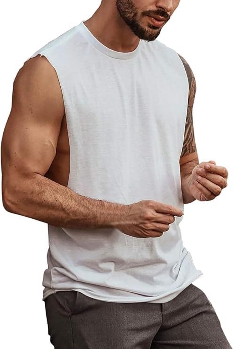 Heren tanktop mouwloos spiershirt zomer katoen onderhemd sport fitness bodybuilding shirts regular fit ademende workout okselshirts