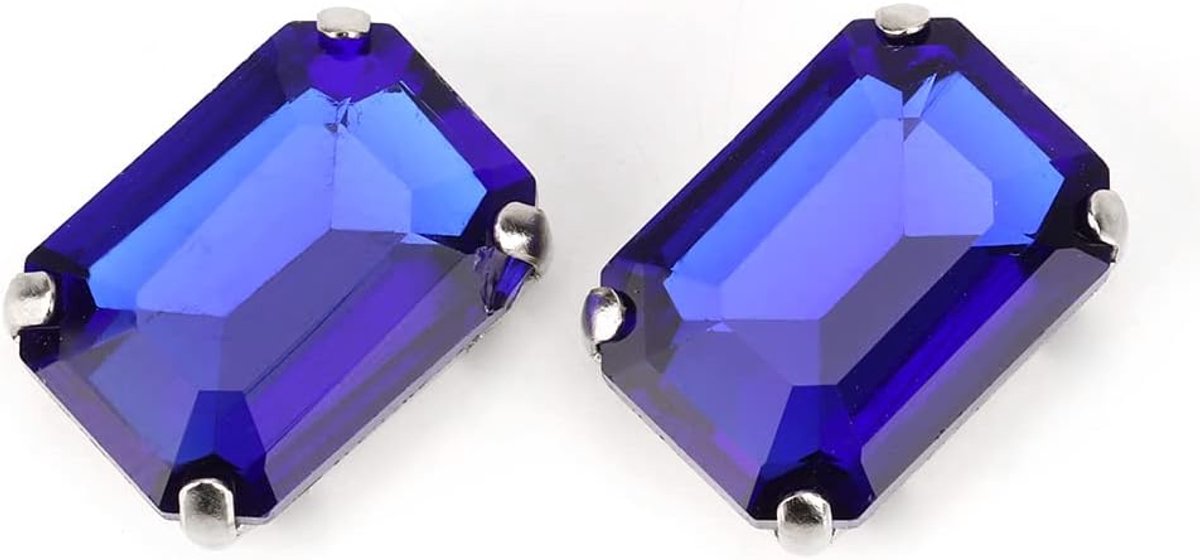 10 stks Rechthoek Naai Steentjes Kristal Klauw DIY Glas Edelstenen Voor Sieraden Ambachten Kleding Schoenen Kostuum Kledingstuk (Blu Reale)
