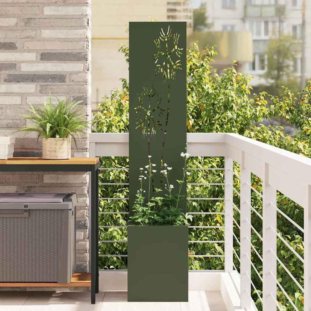 Canvas, tuinscheidingswand, olijfgroen 32 x 150 cm