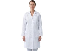 Laboratoriumjas van hoogwaardig katoen, doktersjas voor dames en heren met lange mouwen en platte mouwen, professioneel uniform voor apotheker, chemie, studenten en werk, maat S