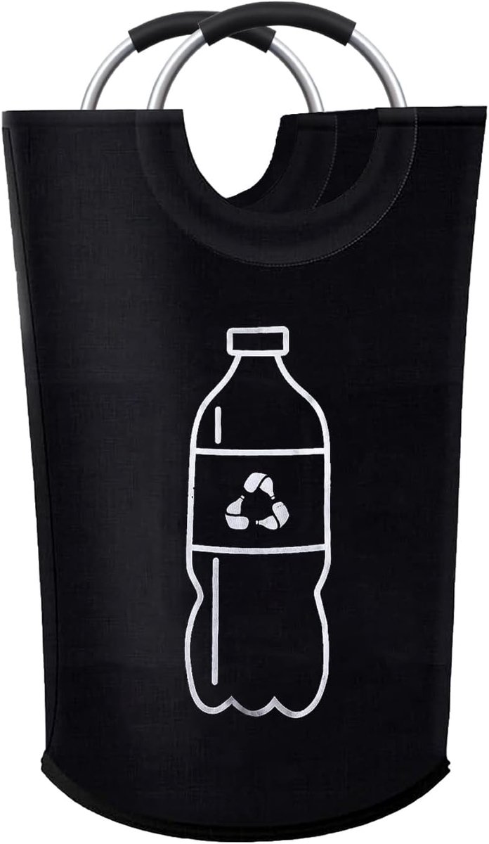 Verzamelcontainer, 82 liter, opvouwbare wasmand, flessenverzamelaar, opvouwbaar leeg, statiegeldflessen, opbergcontainer met aluminium softgrip, voor wasassortimenten, keuken en