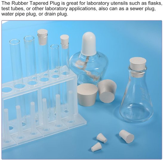 Rubberen conische stop, 68 mm tot 81 mm, vaste reageerbuisstop, wit, voor laboratorium thuis, 1 stuk — afbeelding 3
