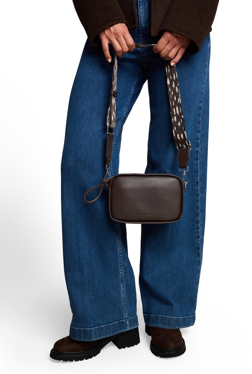 Tom Tailor - TTTATIANA schoudertas met geweven riem met patroon - Maat ONESIZE - dark brown