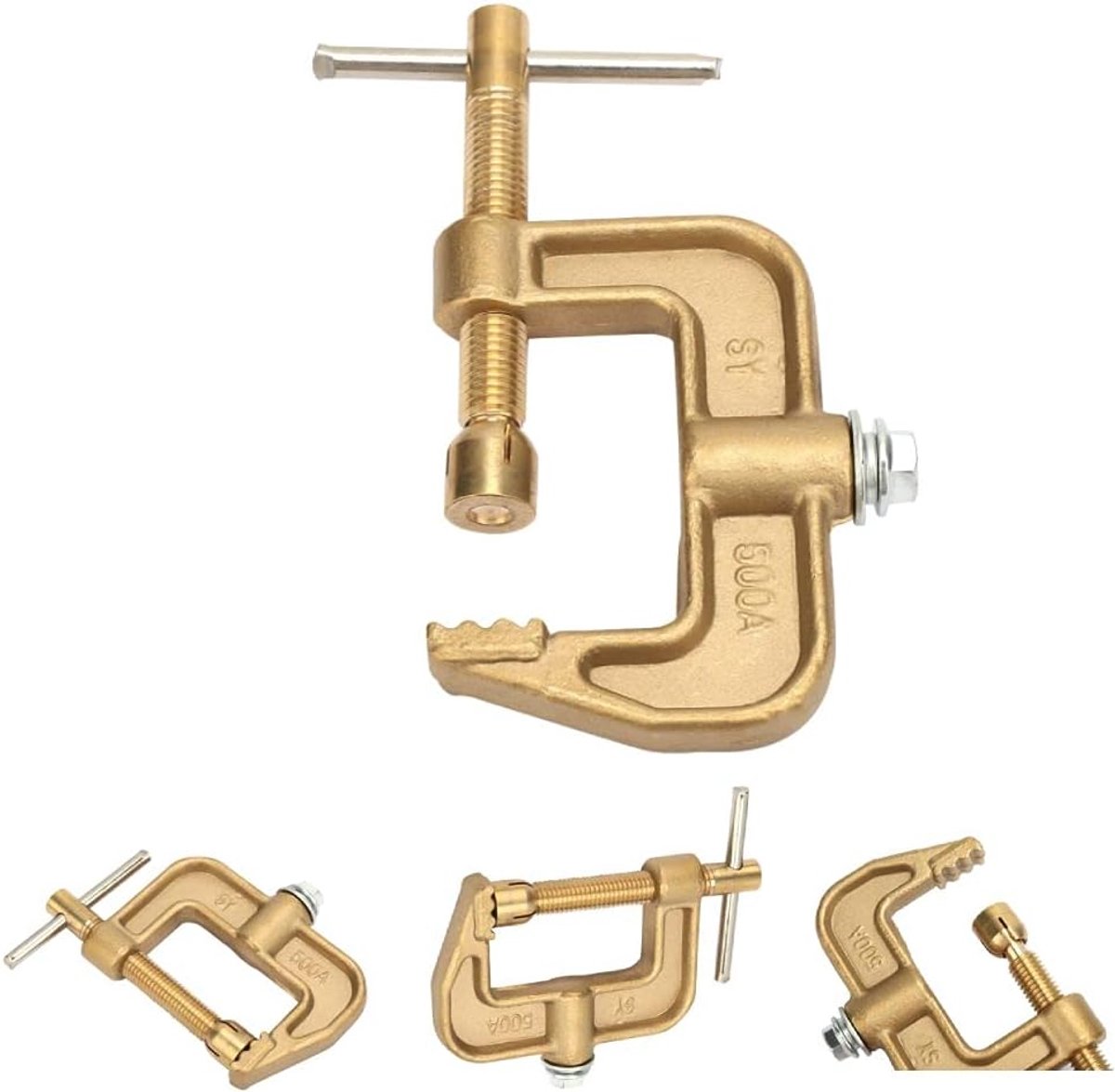 Dailygoods- Aarde Klem G-Vorm - Messing Materiaal - 500A Capaciteit - Schokbestendig - Veelzijdig Gebruik - Lange Levensduur - Las Klem