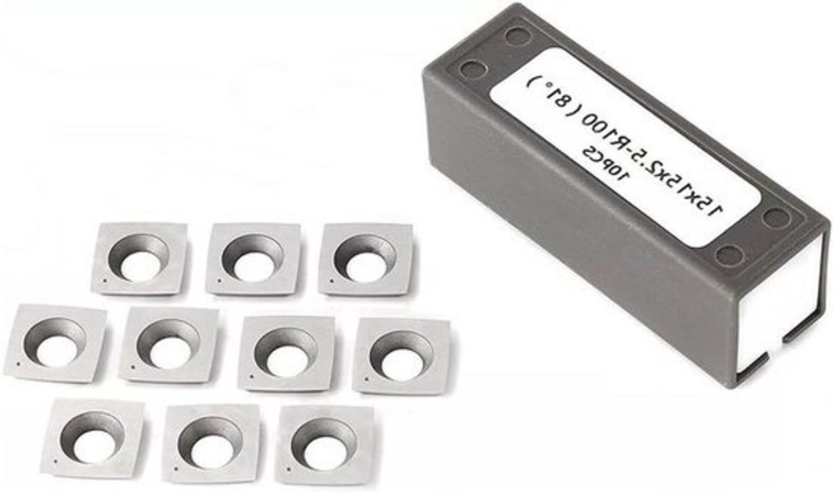 Carbide Inserts Set - Metaalbewerkingsgereedschap - Houtbewerking - Vierkante Snijranden - 15 mm x 15 mm - Zilver