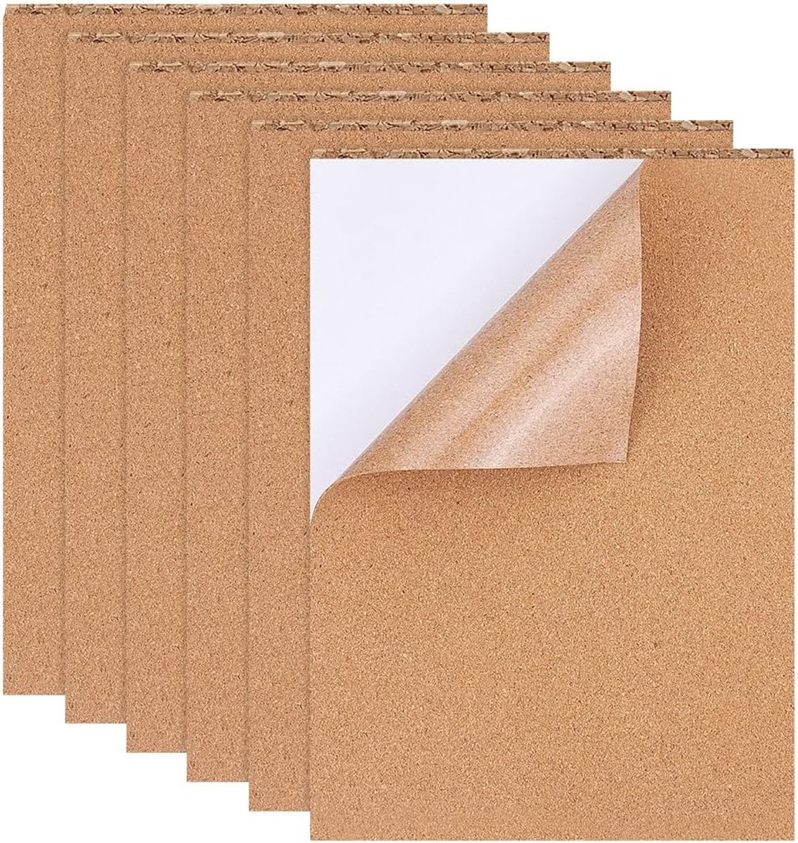 Dailygoods- Isolatiekurk Set van 8 - Zelfklevende Kurkplaten - Rechthoekig - 21 x 30 cm - 1 mm Dik - Zacht en Duurzaam