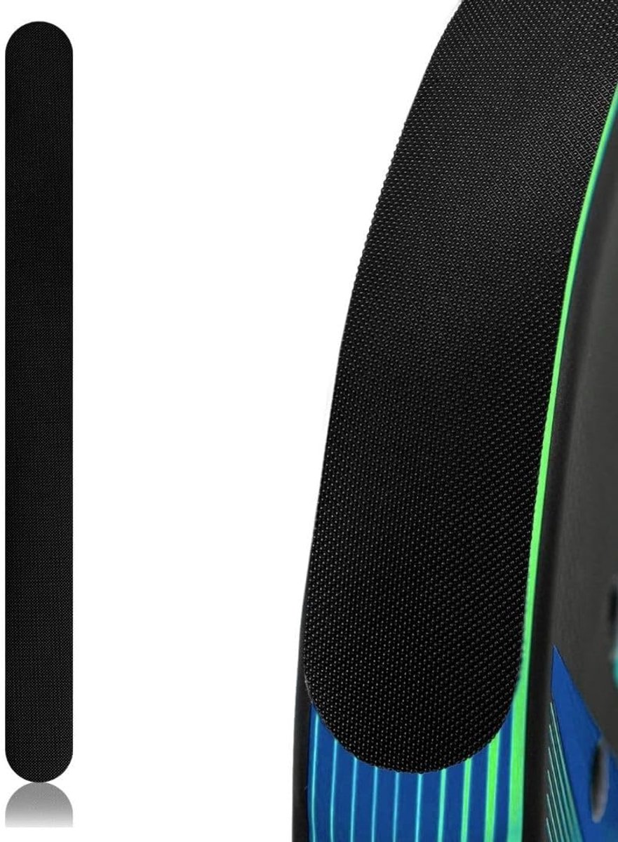 zwart, ruw, beschermband voor padelrackets, meerkorrelig, bescherming voor padelrackets van zwarte siliconen.