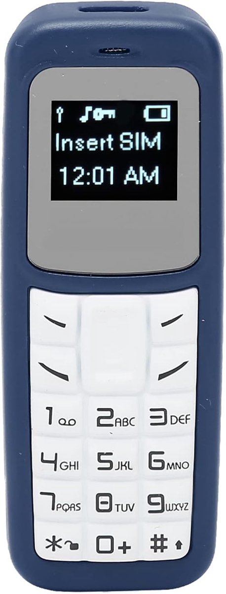 Mobiele Mobiele Telefoon Kleine Mobiele Telefoon Bluetooth-headsetkiezer met Oorhaak Ondersteuning SIM 0,66 Inch, Ondersteuning voor Simkaart en Telefoonnummer (Blauw)