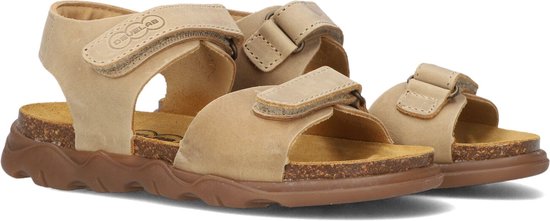 Beige Develab sandalen met klittenbandsluiting en kurken zool.