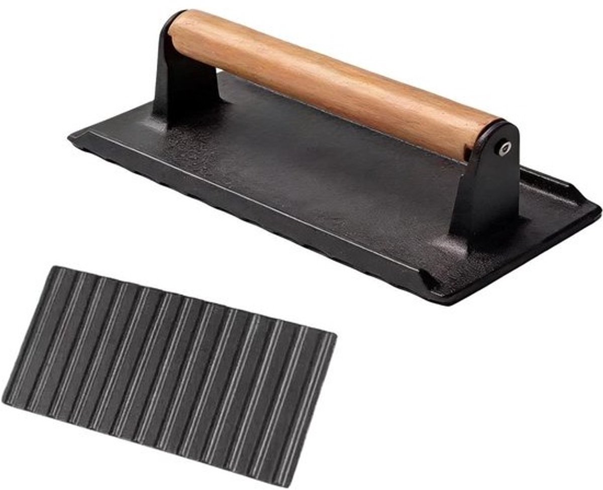 Grill Vleespers Heavy Duty Tool - Rechthoekige Gewogen Kookplaat, Zelfs Warmteverdeling, Hittebestendig Handvat Grip Ontwerp, Langdurige Structuur Bouw | Burger Patty Smasher Steak Bac