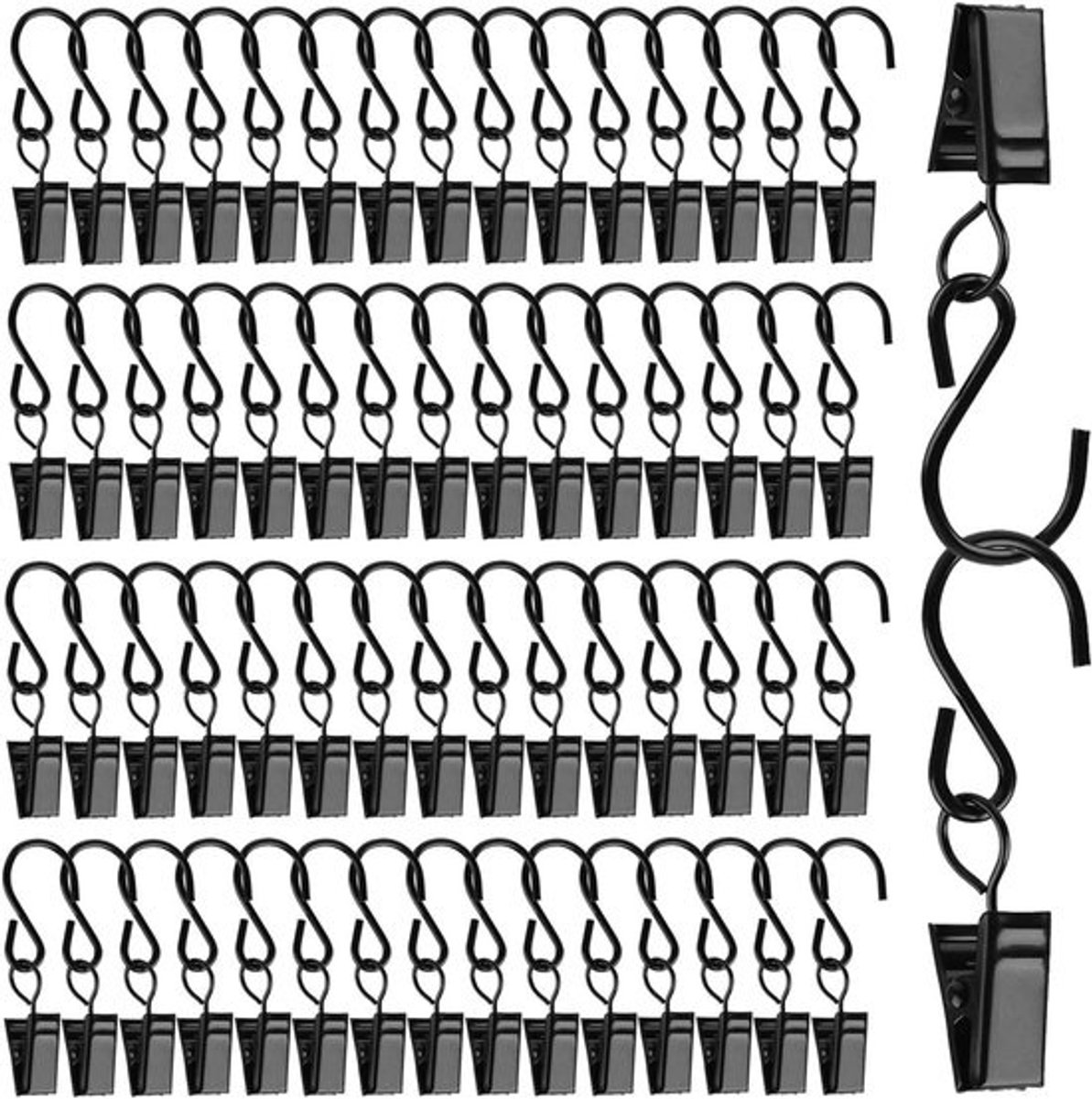 Roestvrijstalen Clips - Hanger Clips - Decoratie Ophangen - Dubbele Tand Klem - 60 Stuks - Zwart