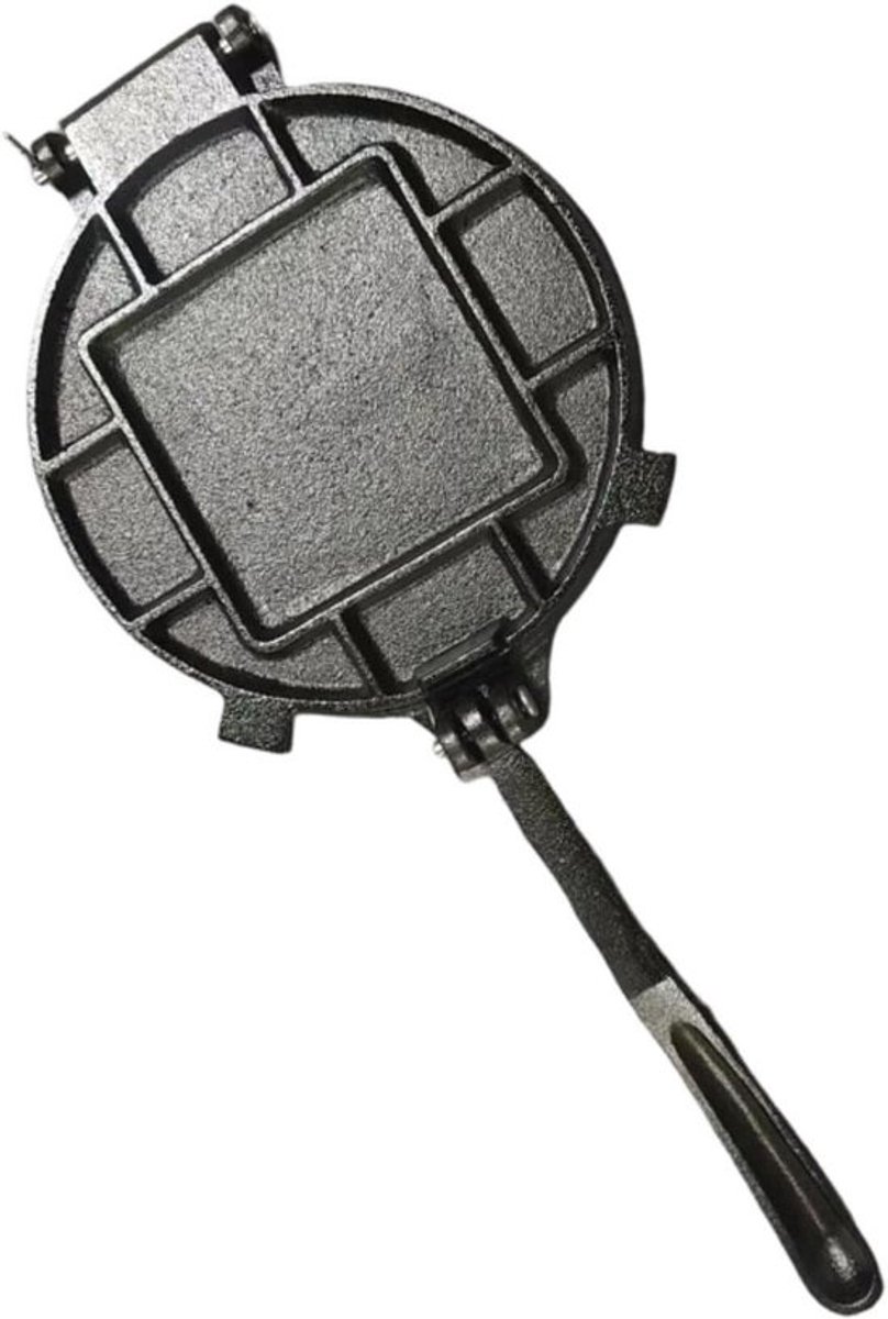 Gietijzeren Pers - Flatbread Maker - Zelf Tortilla's Maken - Snelle Warmteverdeling - 20x20x4 cm - Zwart