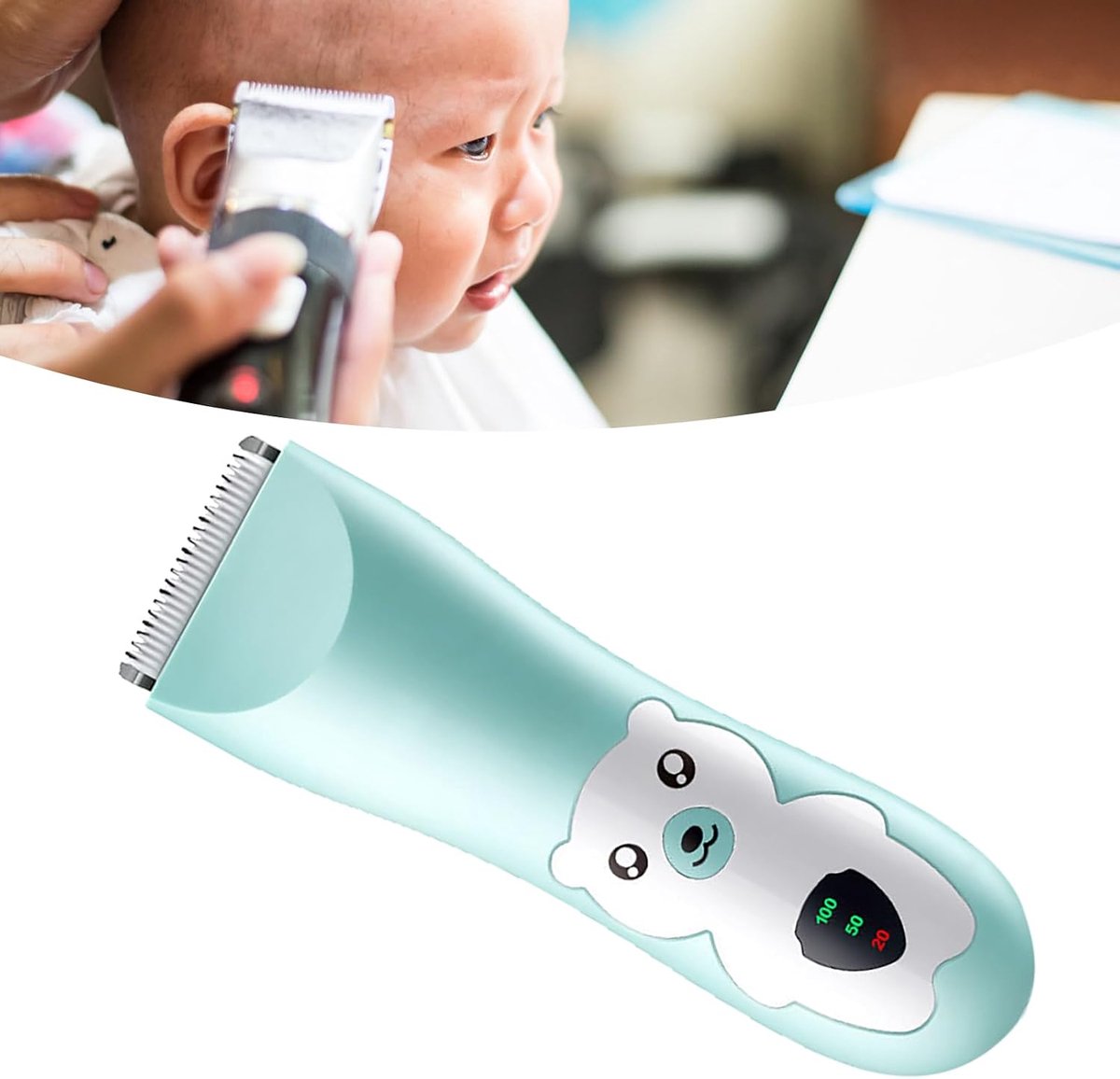Ultrastille Babyhaartrimmer, Nauwkeurig Trimmen, Draadloze Oplaadbare Tondeuse met Geleidekammen voor Pasgeborenen