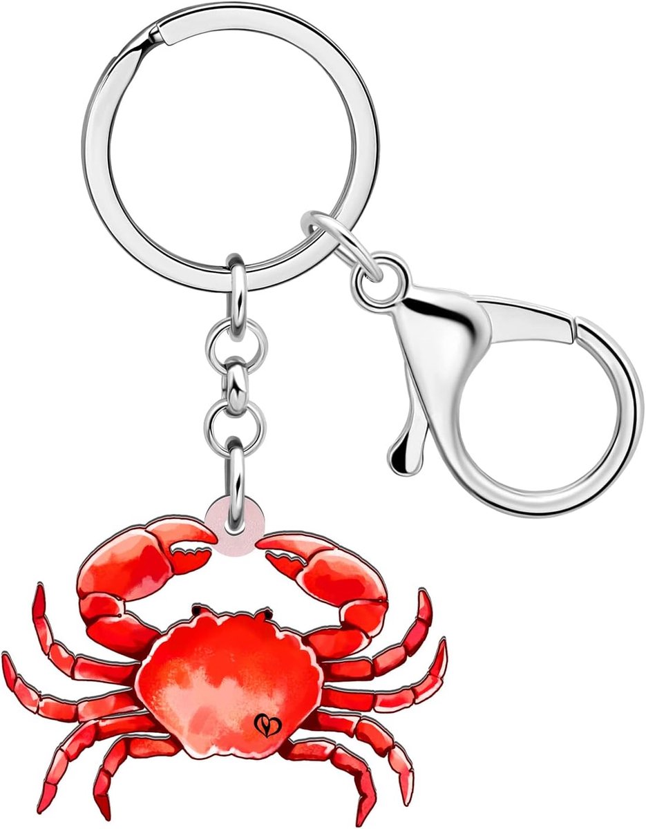 zeeschildpad sleutelhanger acryl octopus kwallen krab walvis haai oceaan sleutelhanger ringen geschenken voor vrouwen meisjes, Rode Krab Sleutelhanger, M
