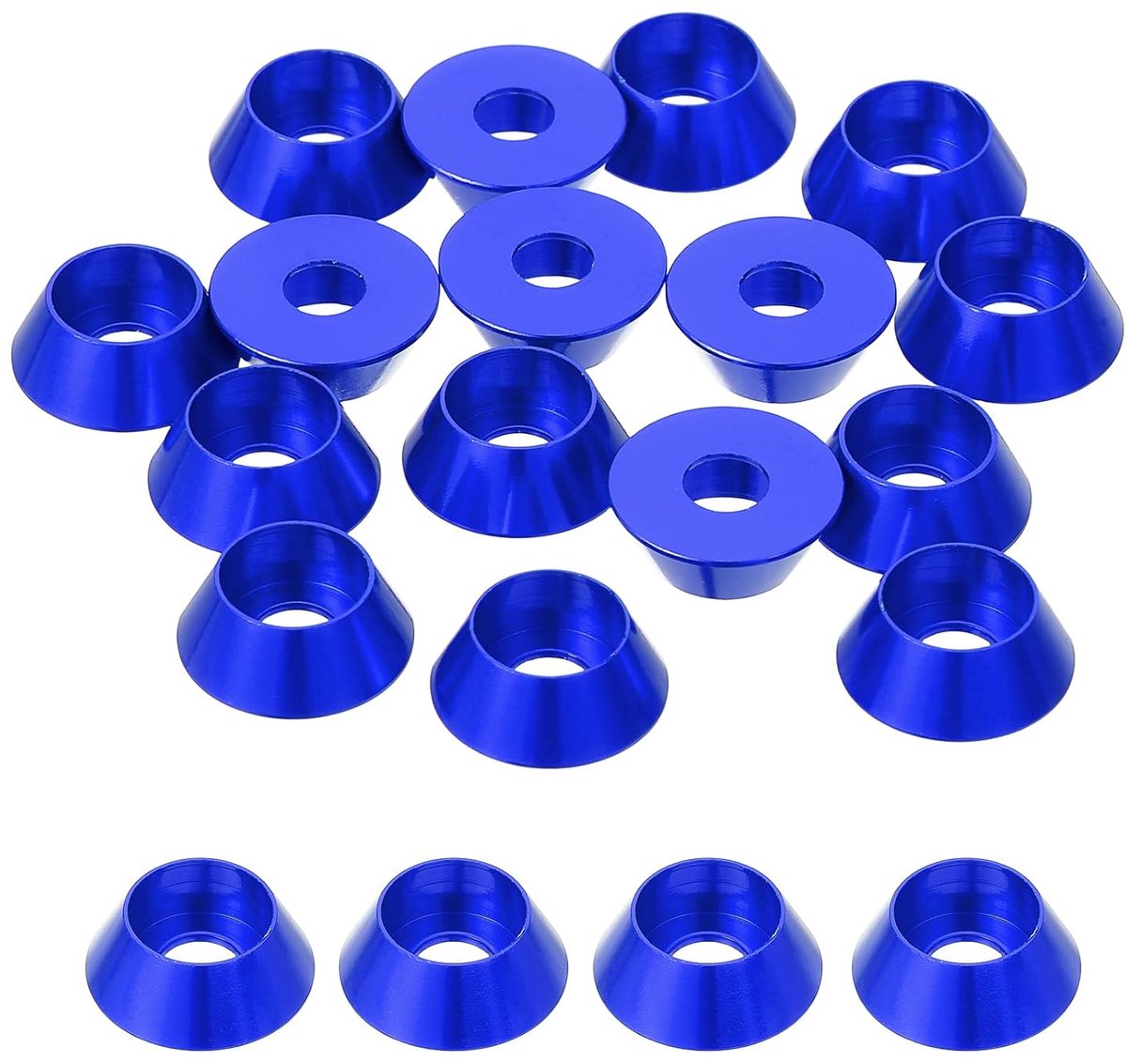 Conische sluitringen, M4, conisch, geanodiseerd aluminium, voor RC/FPV/PC/drones, mechanische accessoires en modelonderdelen, 20 stuks (donkerblauw)