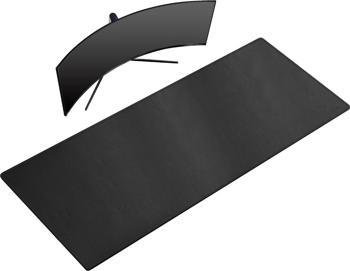 1500x700 mm PU-lederen bureauonderlegger, extra grote gaming-muismat, oversized lederen bureauonderlegger, waterdichte onderlegger, multifunctionele tafelonderlegger voor kantoor, Zwart