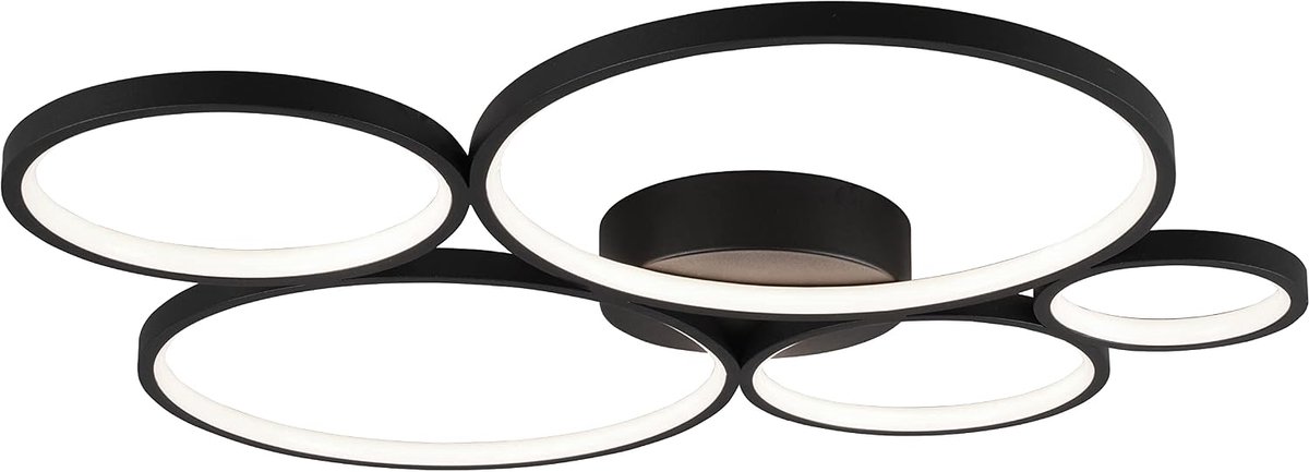 Leuchten LED plafondlamp Rondo 622610532, metaal zwart mat, inclusief 49 watt LED, schakelaar dimmer