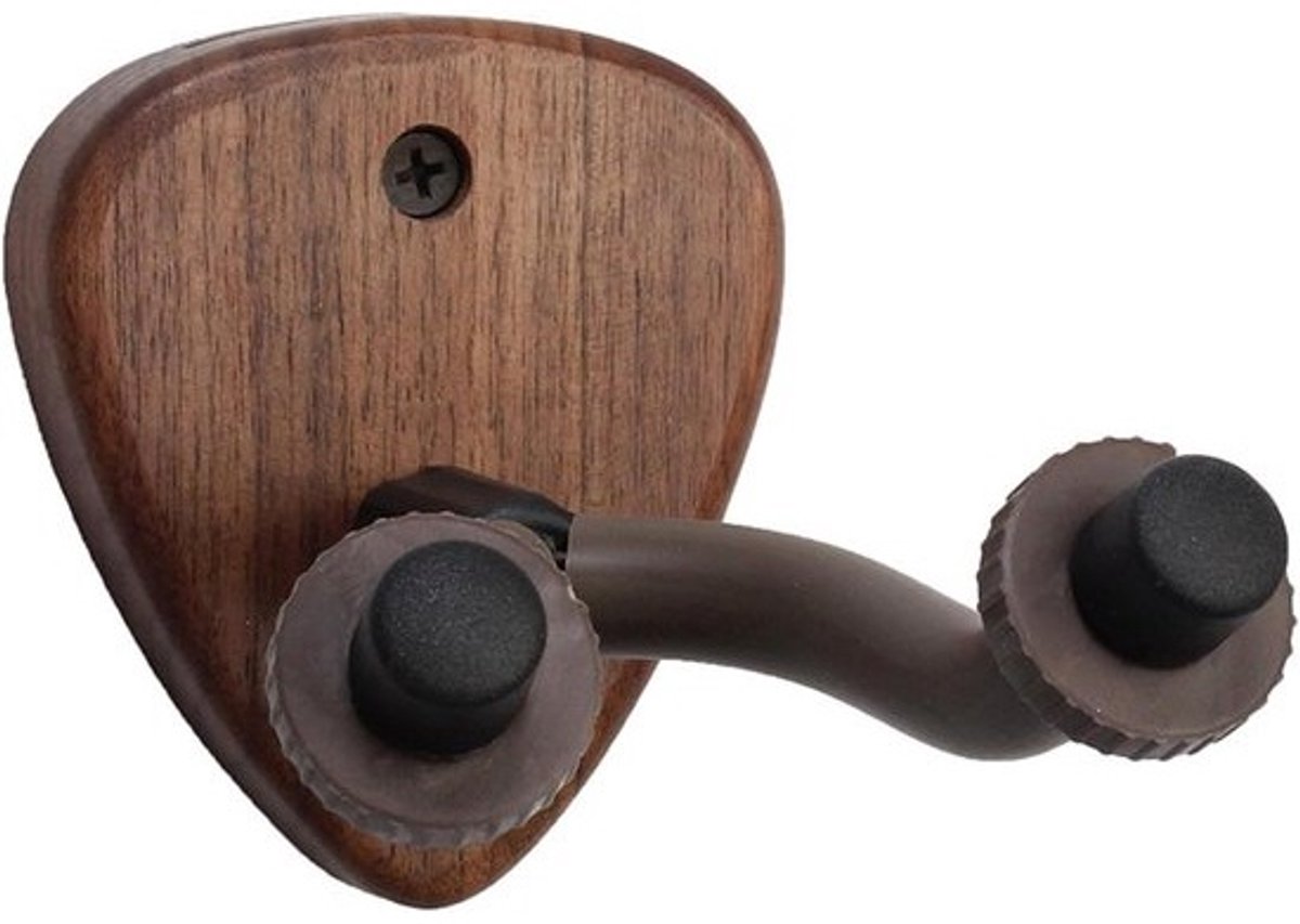 Gitaar Muurhanger - Instrumentenhaak Houten - Instrumenten Presenteren - Zwart Walnoothout - 7.5x8.7cm - Zwart