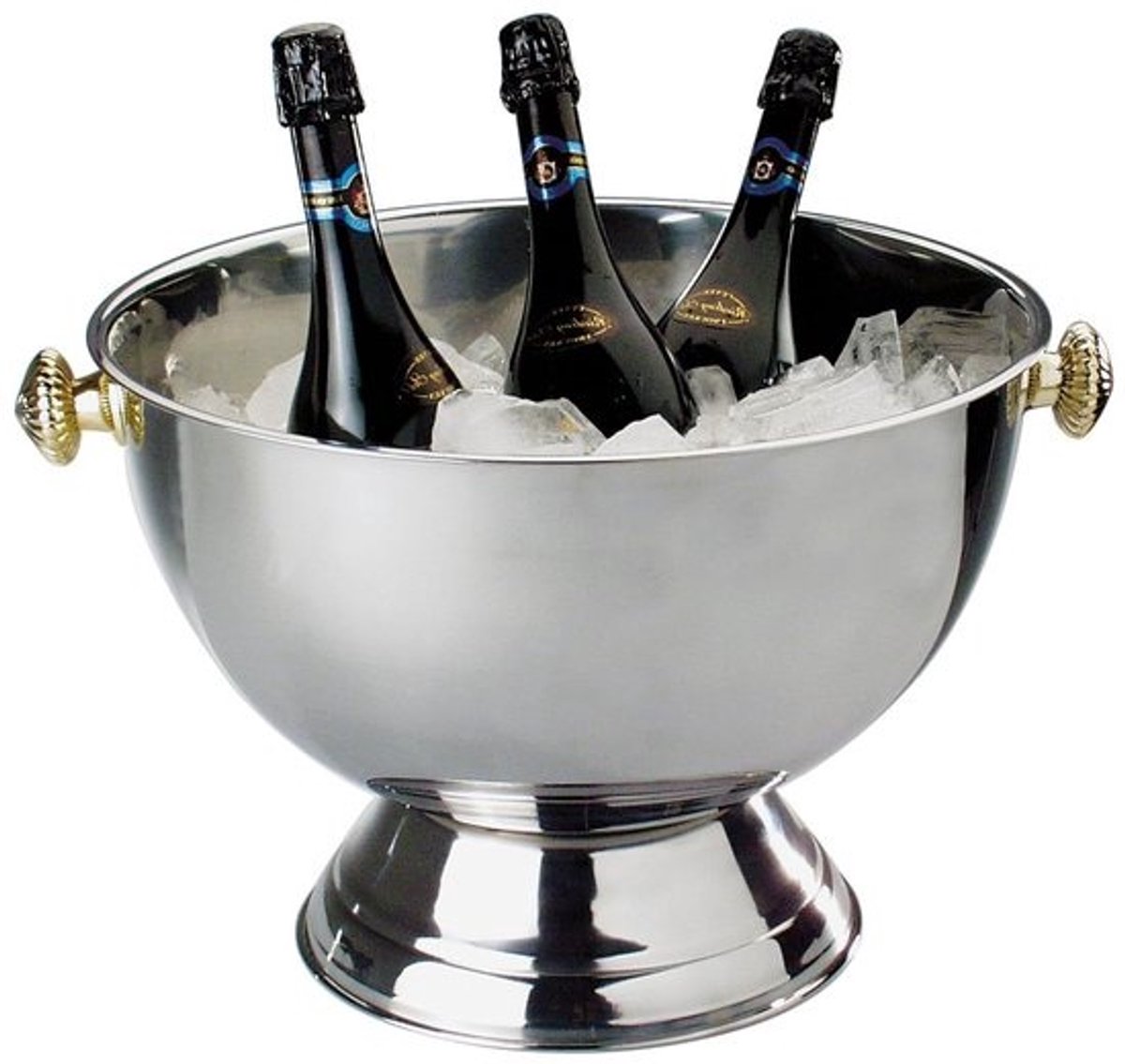 Champagnekoeler - Flessenkoeler - Dranken Koel Houden - Vergulde Handgrepen - 20 Liter - Zilverkleurig