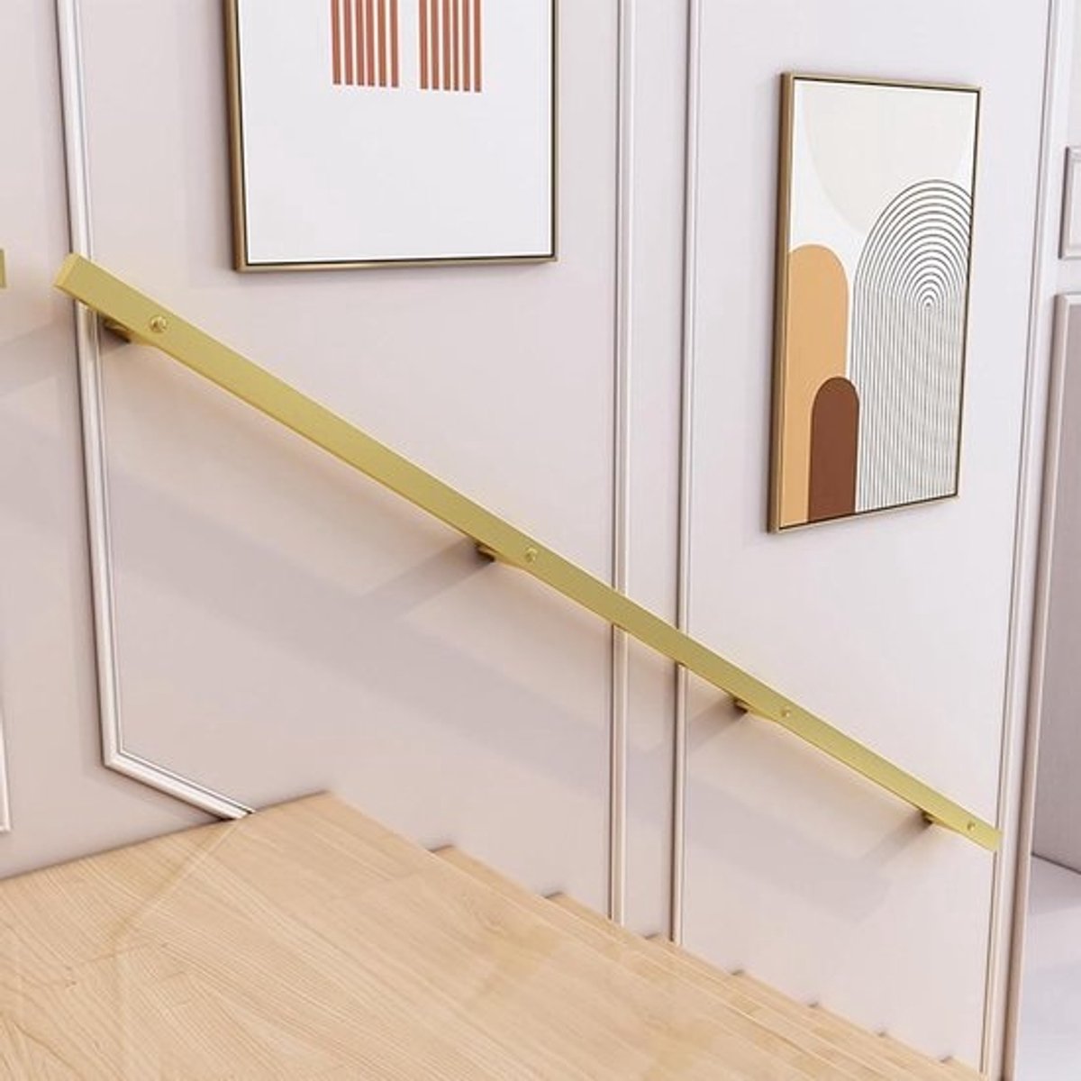 Gouden trapleuning - Muurbeugel leuning - Veilige ondersteuning - Draagkracht 200kg - 30 cm - Goud