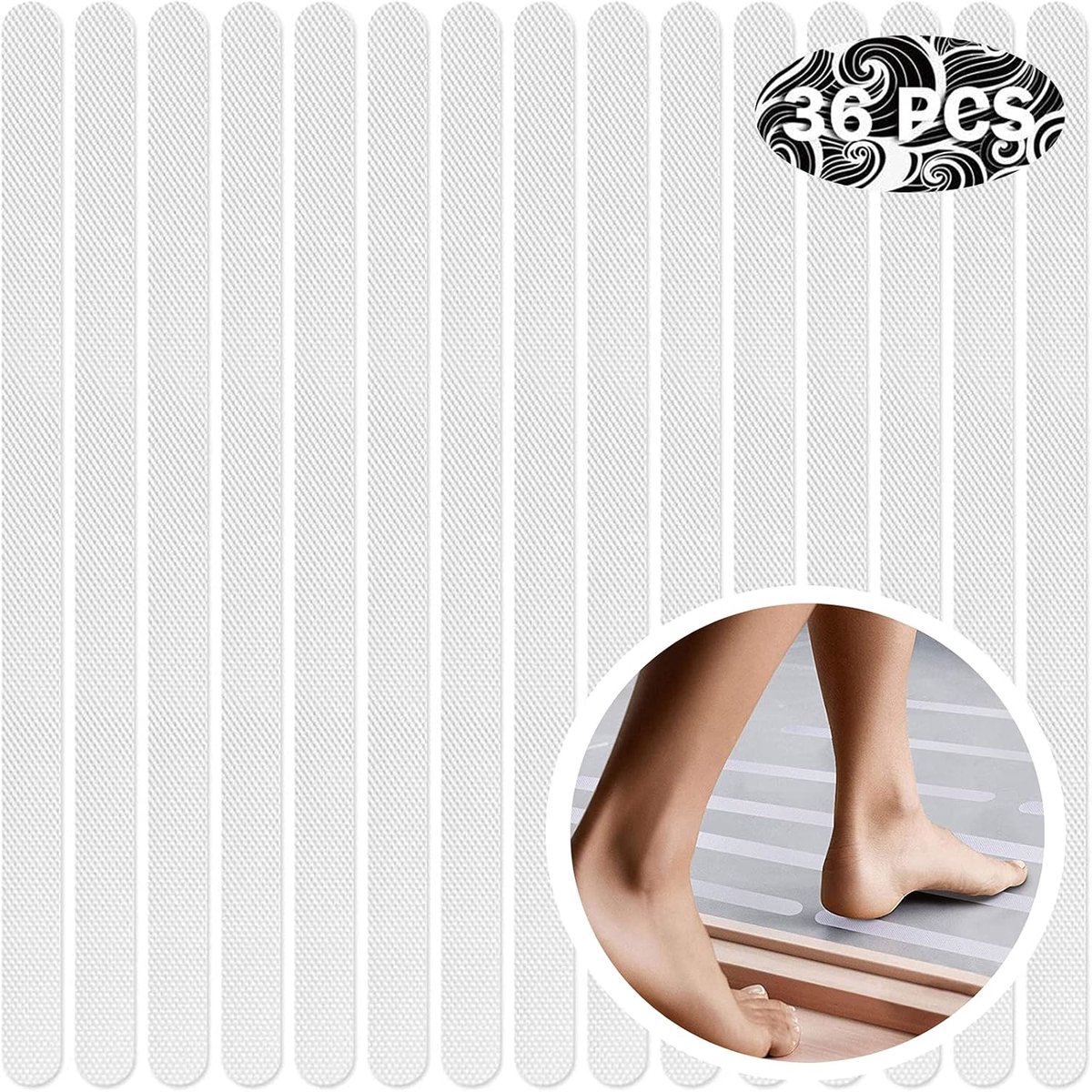 36 stuks Badstickers,Antislipstrips voor Bad & Douche set, Transparant & Zelfklevend-Premium Anti Slip Bad Sticker Set-Douche Sticker voor antislip bescherming voor uw badkamer en trappen - 2 x 38CM